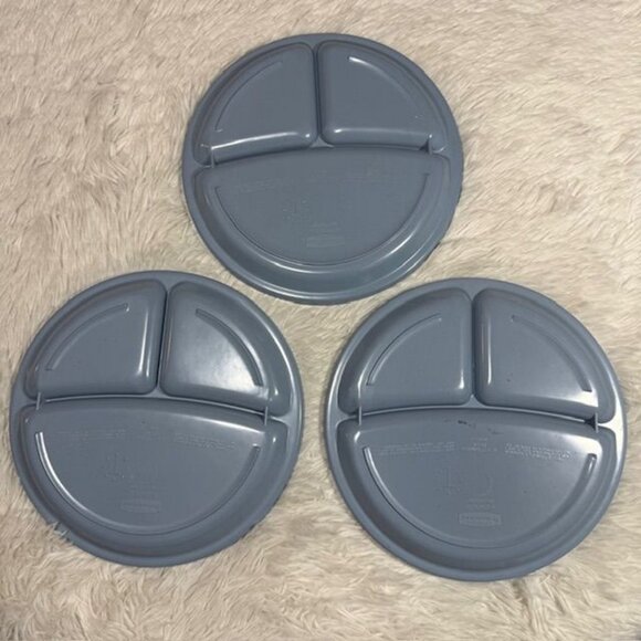 Vintage 6pc Rubbermaid Blue Microwave Servin' Saver Divided Dishes with Lids - Picture 4 of 10